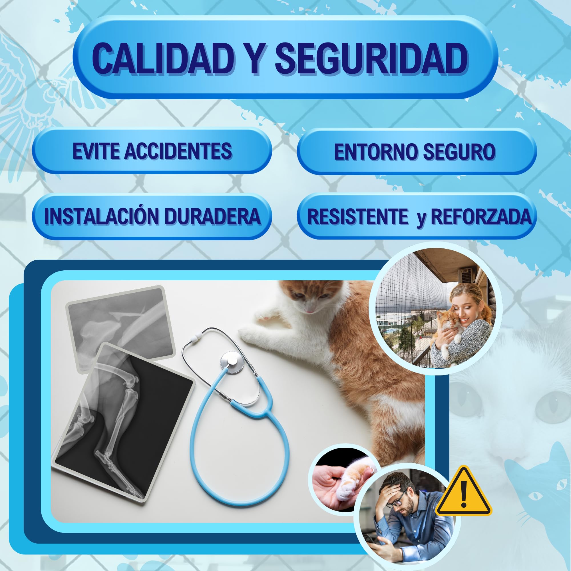 Red para Gatos Reforzada Grande 4x3m - Red para Gatos terraza - Red Gatos Ventanas - Red Gatos Seguridad - Red Gatos Balcon - Red Seguridad niños - Red protección Gatos. (Negro)