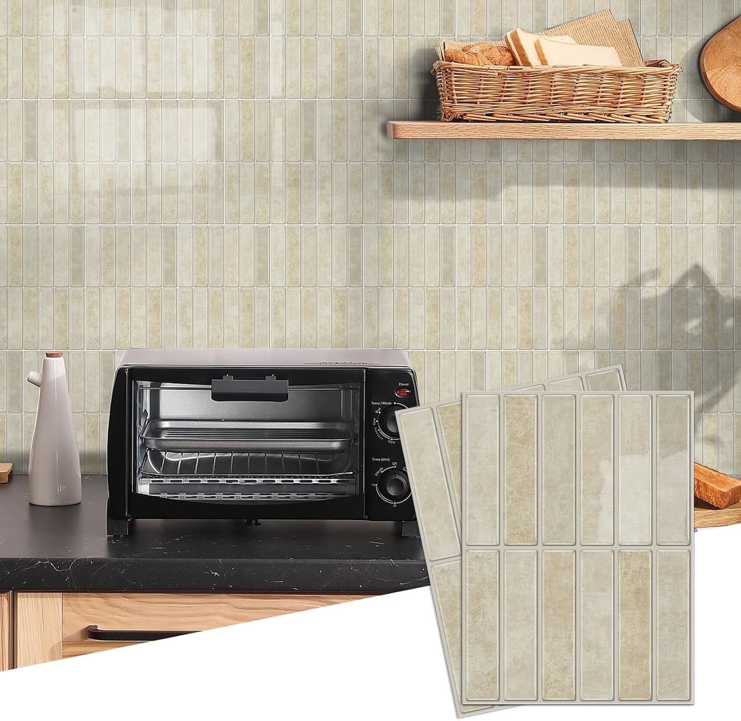 VICCI Peel and Stick Backsplash Tiles 10Pcs - 6.7x9 Inch Extra Thick Foam Self Adhesive Removable Waterproof for Kitchen Bathroom