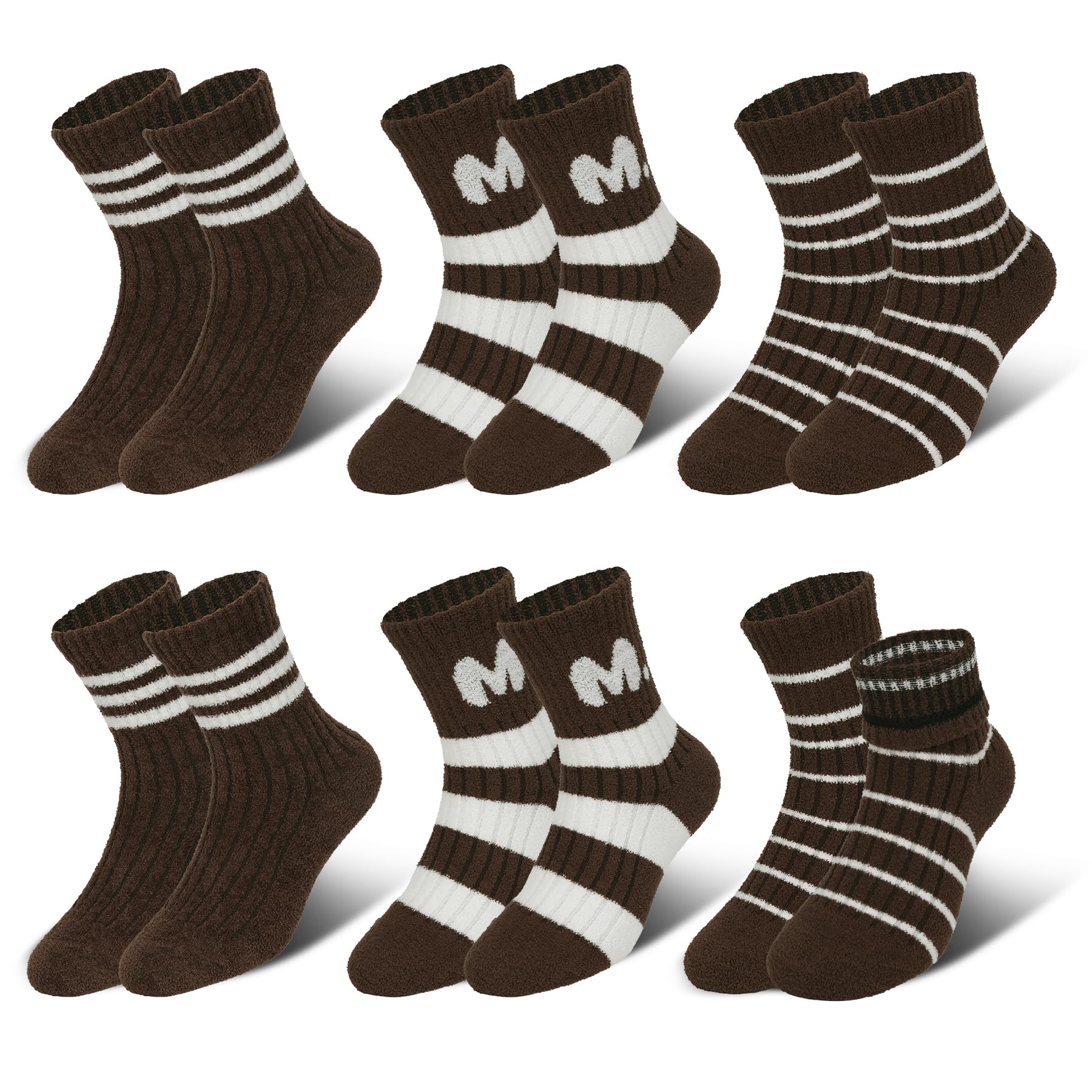 Zzxlw Kinder Dicke Socken Mädchen Jungen 6 Paar Thermische Braun Fluffy Coral Fleece Winter Gemütliches Bett Wandern Warme Stiefel Socken