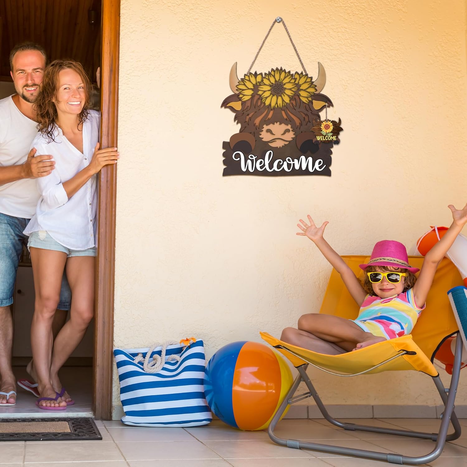 Highland Cow Front Door Decorations - Interchangeable Welcome Sign for Front Door with 15 Set Changeable Icons for Seasons Holiday Thanksgiving Christmas Door Decor - Image 6