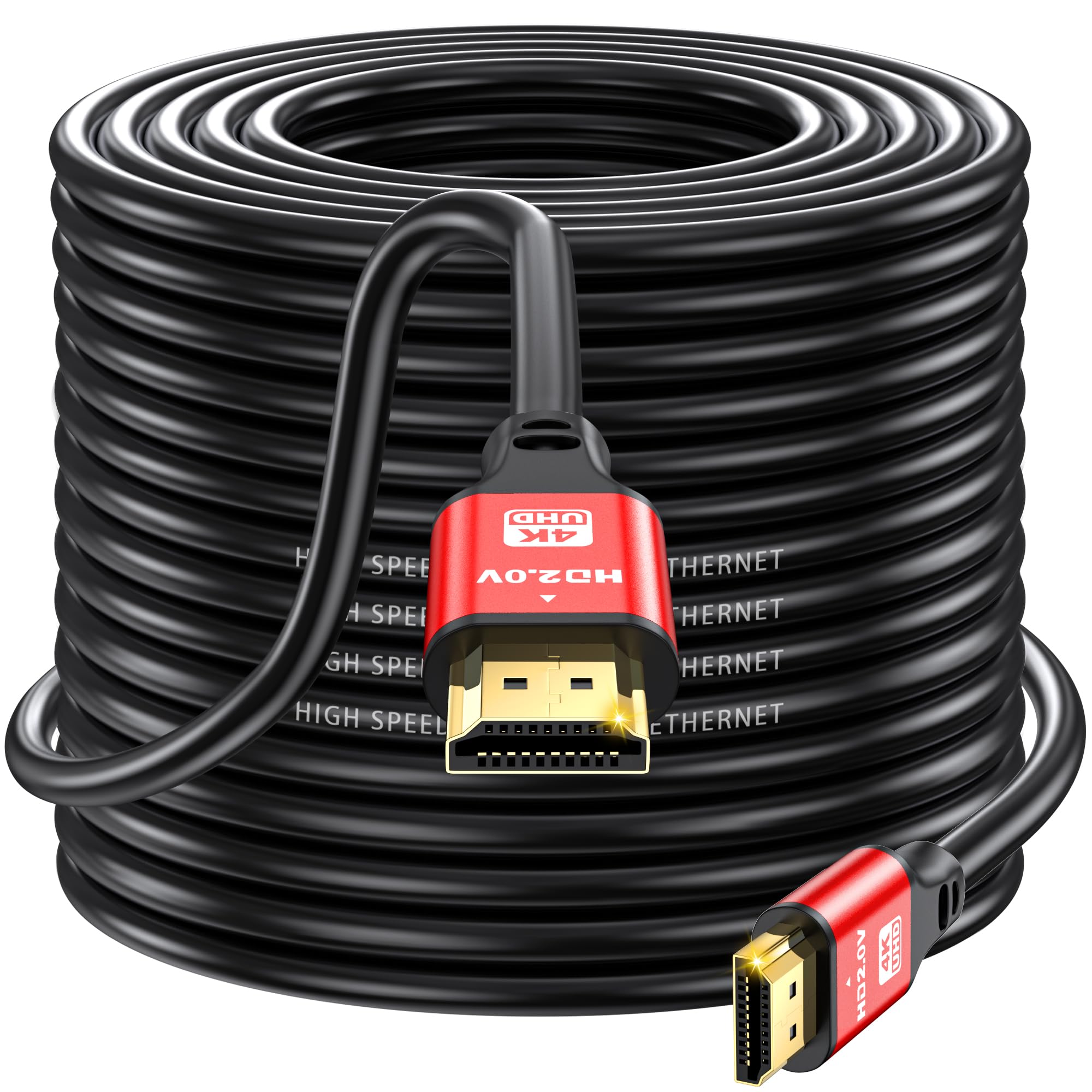 HDMI Cable 120ft, 4K@60Hz, 18Gbps High Speed HDMI 2.0 Cord, Ultra HD,Ethernet Audio Return,Video 4K,1080p,3D,Arc, HDR Compatible with Xbox,PS5/PS4,HDTV,Laptop ect(Red)