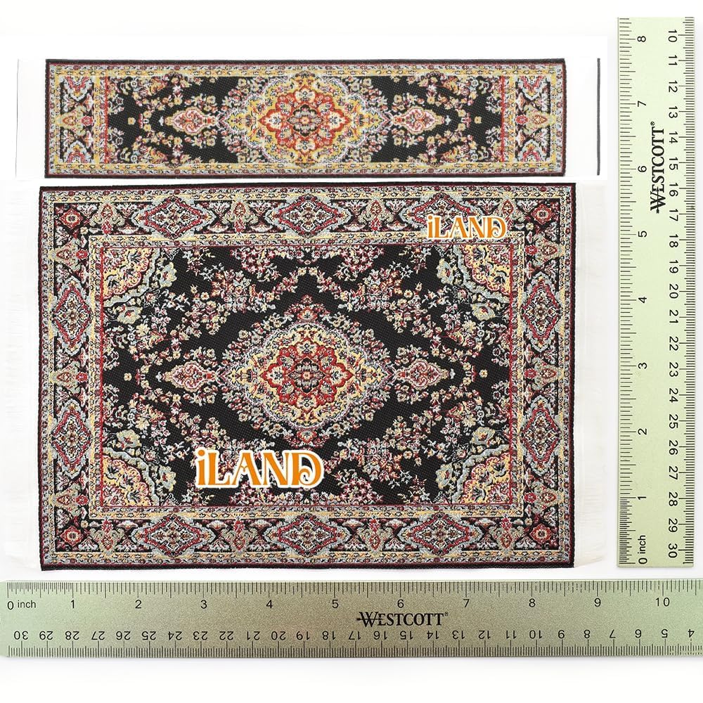 iLAND Accessoires miniatures pour maison de poupées de moquette pour meubles de maison de poupée à l'échelle 1/12 et poupées de 3 - 12, tapis de maison de poupée tissés 6 x