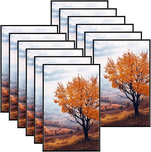 Wenqik 12 marcos de póster de 24 x 36 pulgadas, marco de fotos negro, marco de fotos horizontal, vertical, de alta transparencia, para pared,