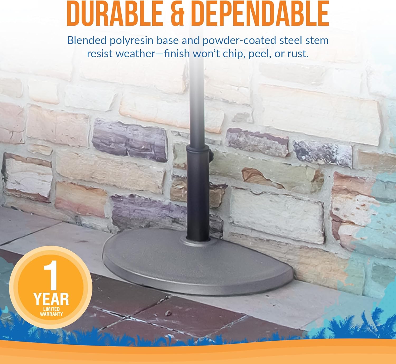 Island Umbrella Resin Half Round Umbrella Base, Brown 20-lbs