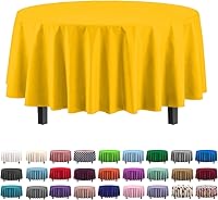 Vista 51 de Exquisito mantel redondo de plástico Party Solids morado, 84 pulgadas, paquete de 4