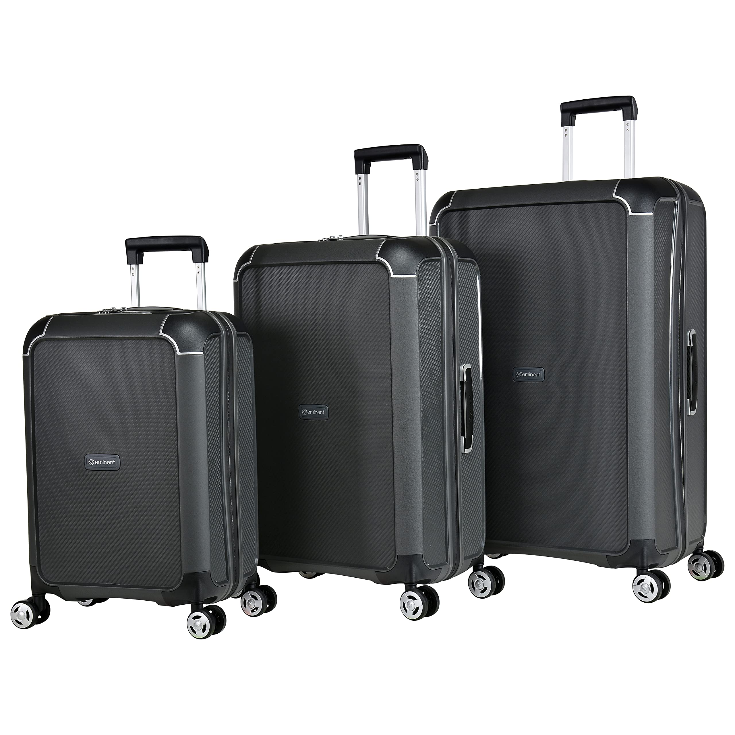 Hard Shell 3-Piece Suitcase Luggage Sets for Unisex – B0002 | Ultra Lightweight Polypropylene with 4 Double Inline Skate Wheels (Set of 3, Grey)