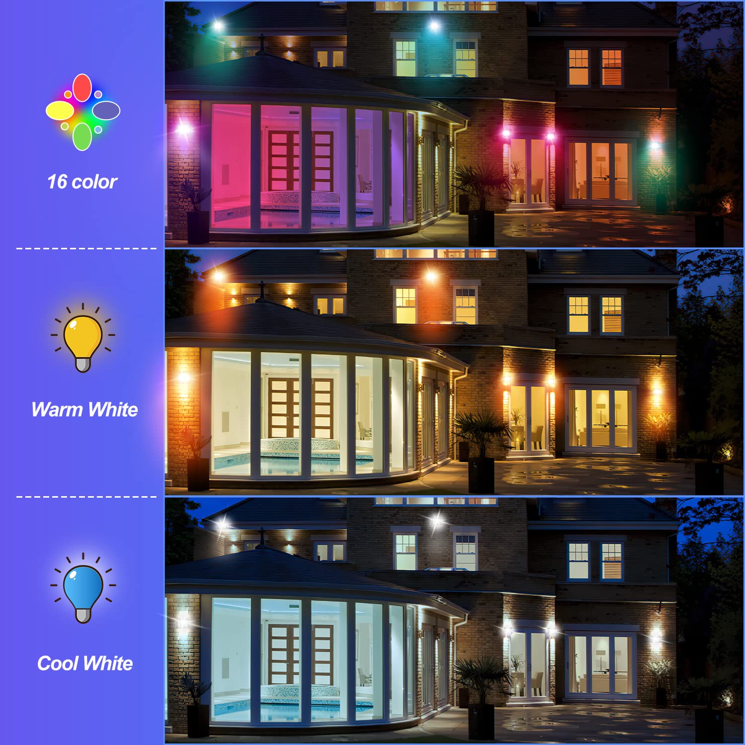 50W RGB LED Strahler Dimmbar 8 Stück, Aussen Fernbedienung, Außenstrahler LED RGB Wasserdicht IP66, 16 Farben 4 Modi, Fluter für bäume, Stimmungslicht mit Farbwechsel
