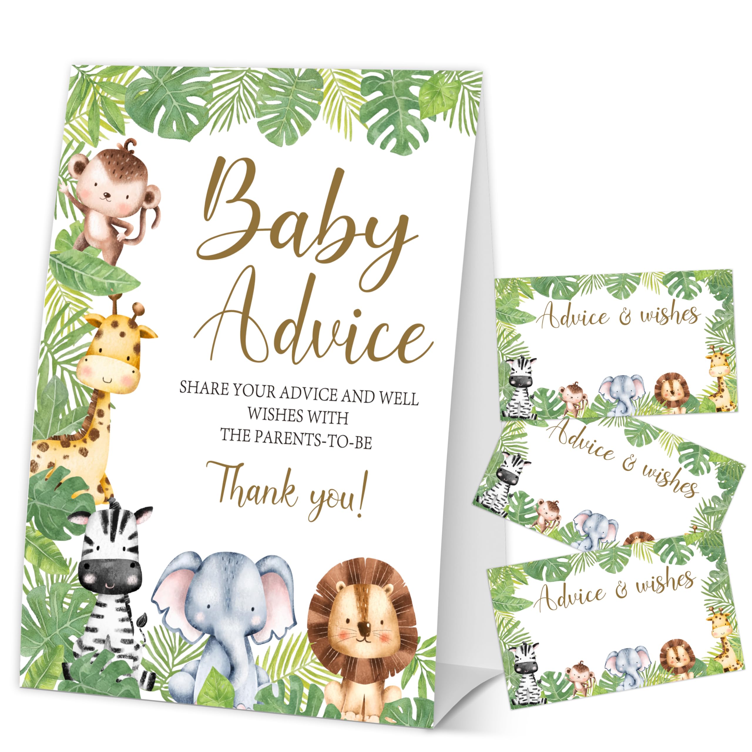 Nuhany Woodland Baby in Bloom Baby Advice Cards for the Parents-to-Be, Jungle Animals Baby Shower Decorations Favors, Gender Neutral Party Supplies, 1