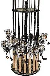 Rush Creek Creations Rack de armazenamento de vara de pesca redondo com 16