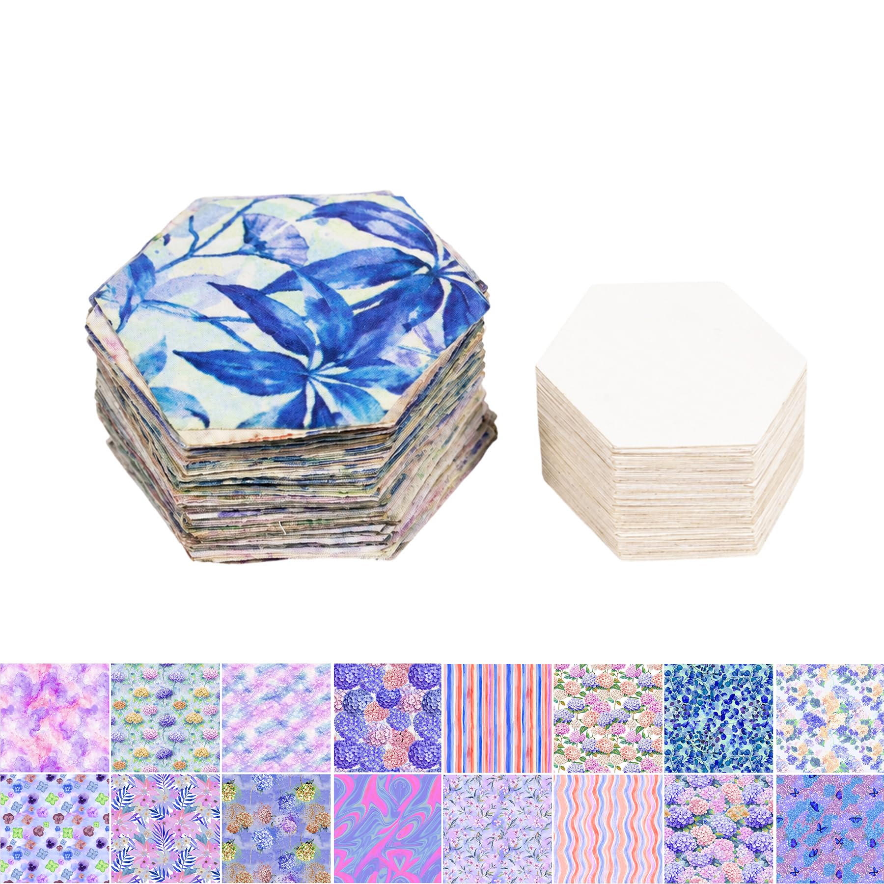 Soimoi Hexagon Precut Quilt Kit – 120 Cotton Fabric Hexagons + 120 EPP Papers – 1.75" Quilting Cotton Shapes for English Paper Piecing, Patchwork & Honeycomb Quilts — image 1
