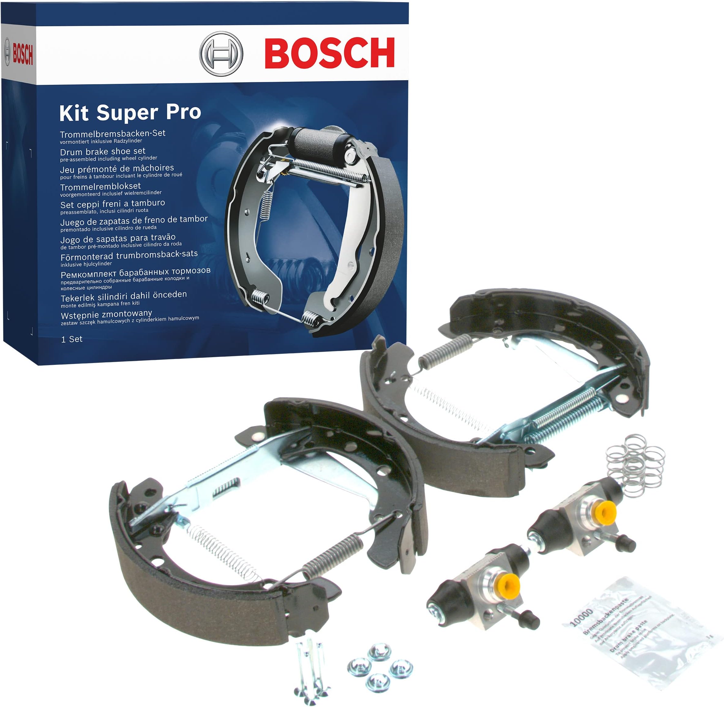 Bosch KS546 Kit Super Pro - Rear drum brake kit - 1 pre-assembled set, 2 wheel brake cylinders, 4 brake shoes