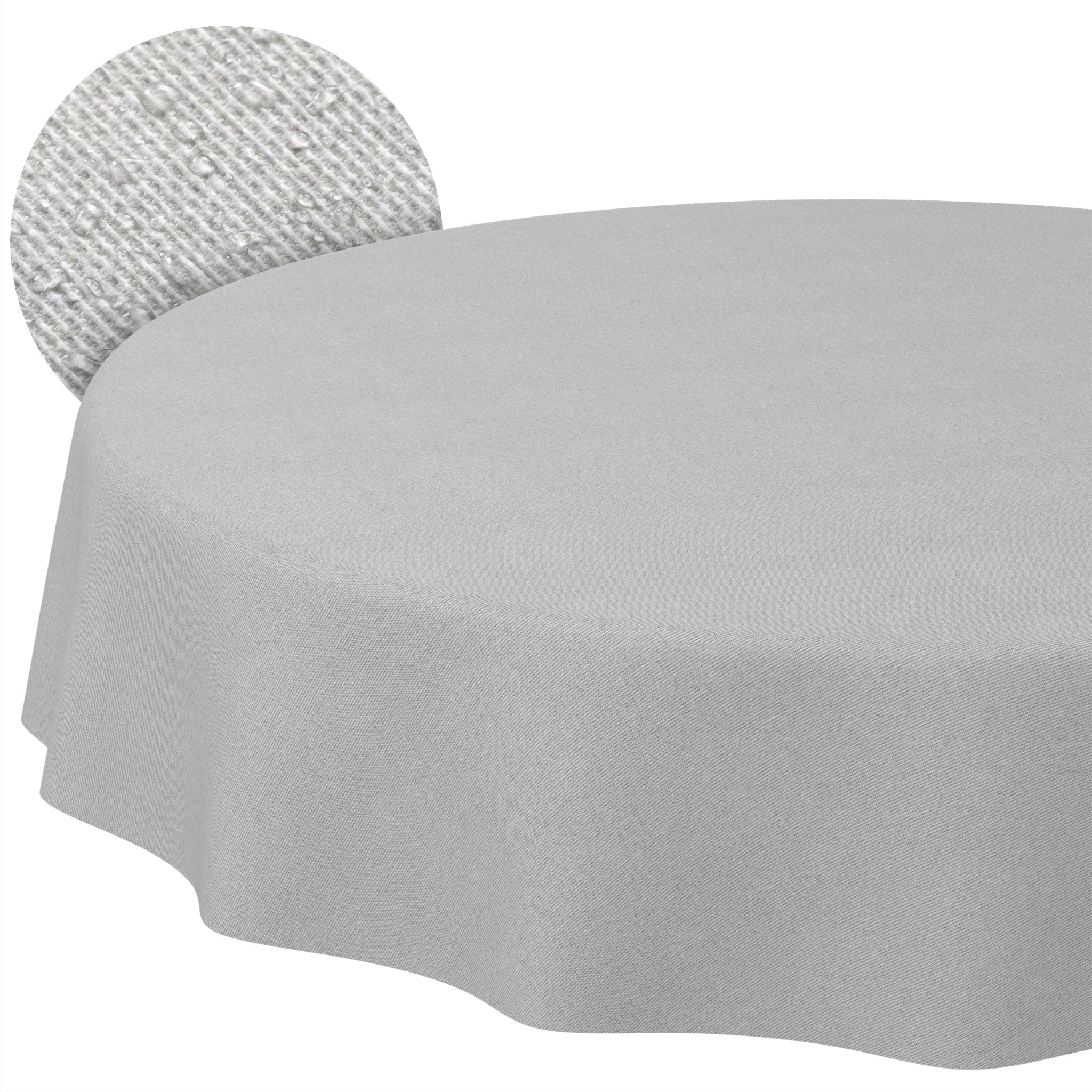 ANRO Washable Tablecloth Grey Linen Look Round 100 cm - Garden Tablecloth Indoor Outdoor Water-Repellent Dirt-Repellent Easy Care Cut Edge