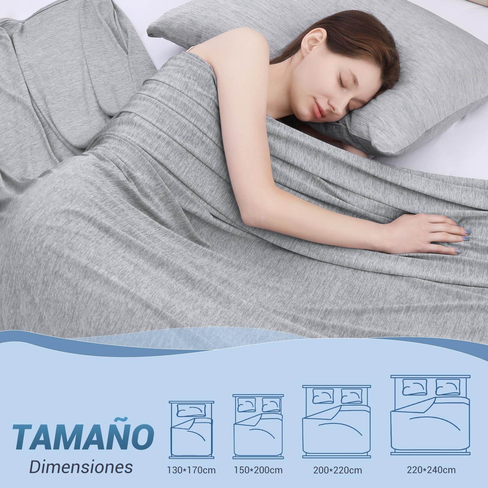 Elegear Manta Refrescante de Verano, Fibras Refrigerantes ARC-Chill 3.0 Q-MAX>0,5 Manta Autorrefrigerante de Verano de Doble Cara para Dormir Mejor, Comodidad,Transpirable Y Ligereza, 130×170cm, Gris