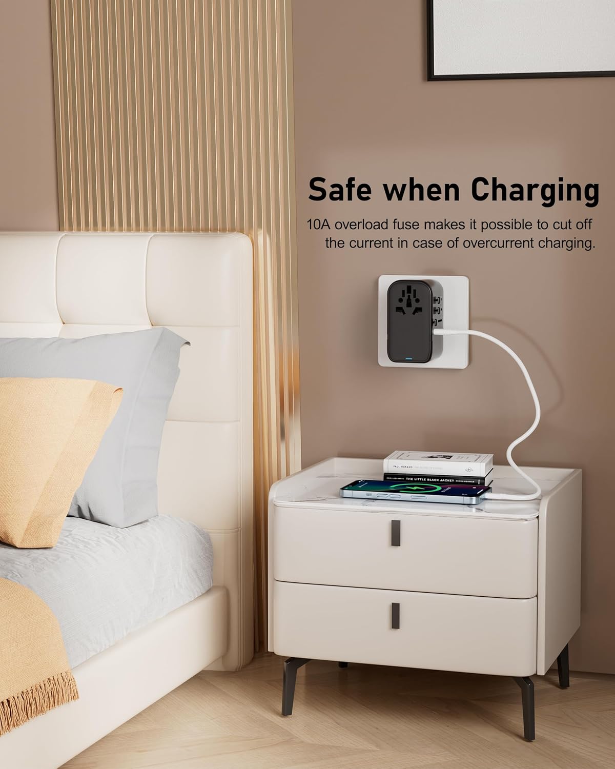 100W GaN Universal Travel Adapter International Power Adapter, with 5 USB(3 USB C) Charging Ports European Travel Plug Worldwide for US to Europe UK, EU, AU (Type C/G/A/I) Outlet Wall Charger