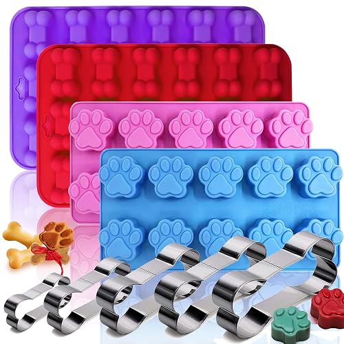 RUGVOMWM Set of 9-4 Silicone Molds Puppy Dog Paw and Bone