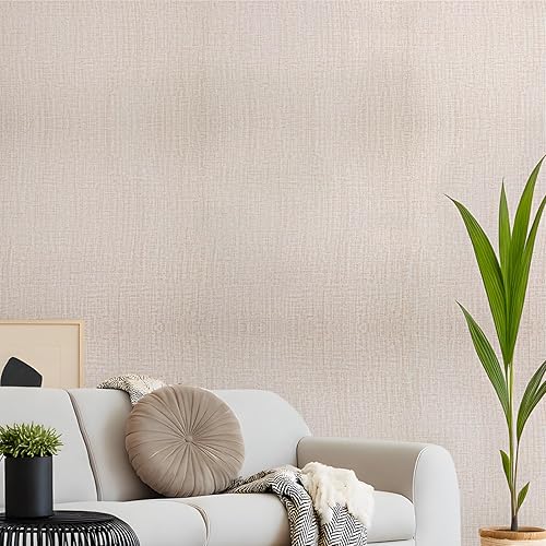 Miniatura 4 de Yancorp Papel tapiz de tela texturizada de 15.7 x 787 pulgadas65.6 pies, papel tapiz autoadhesivo de lino extraíble, color caqui