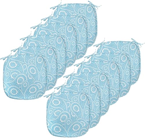 Vista 186 de Lunarable Orient - Juego de 6 cojines de asiento para silla, diseño de estrellas marroquíes, espirales y curvas abstractas, ilustración oriental