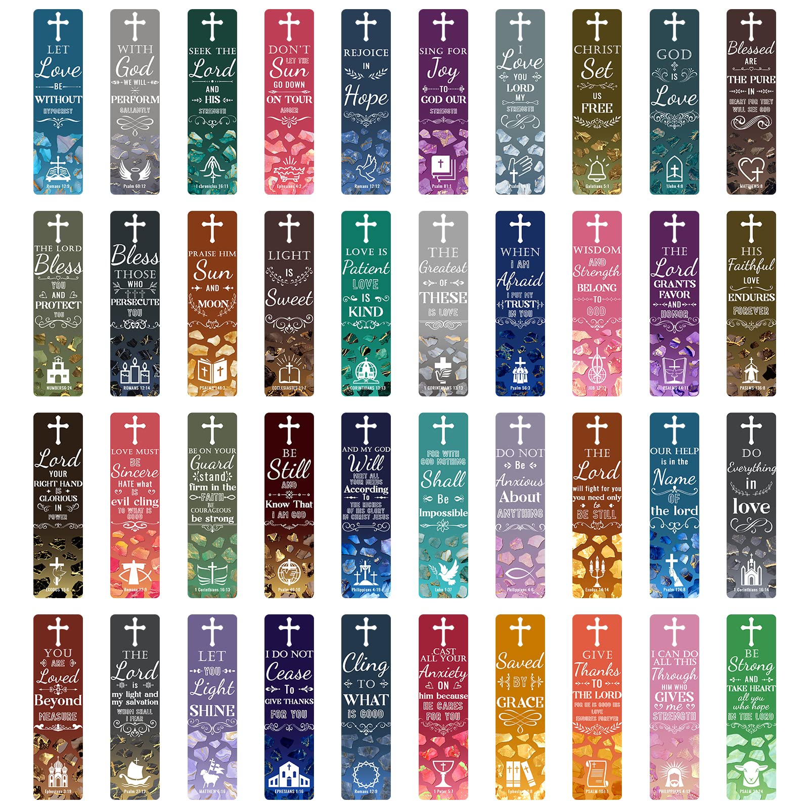 Piklodo 200Pcs Bible Verse Bookmarks with Hollow Cross Double Sided Scripture Christian Book Marks Inspirational Book Markers Religious Bookmark for Women Men Christian Gifts Church Supplies