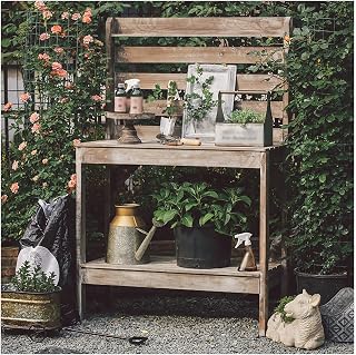 Garden Potting Bench Table, Workstation Shed with Tabletop, Outdoor Patio Storage Cabinet, for Porch, Greenhouse, Backyard, Patio and Balcony