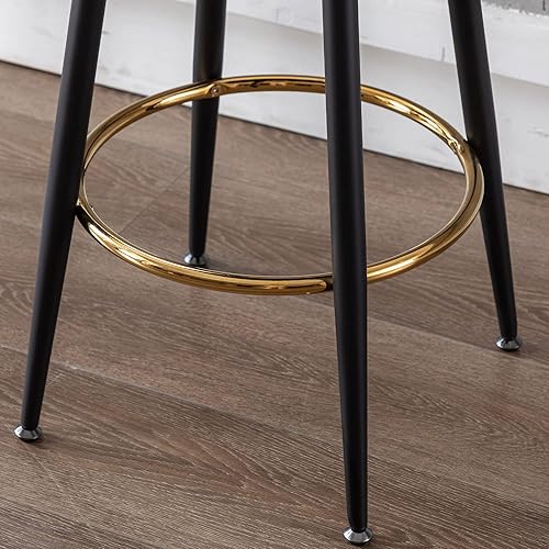 Miniatura 6 de Taburetes de bar de 26 pulgadas de altura de mostrador, juego de 4 taburetes de mostrador de gamuza, sin espalda, modernos con patas Burnt