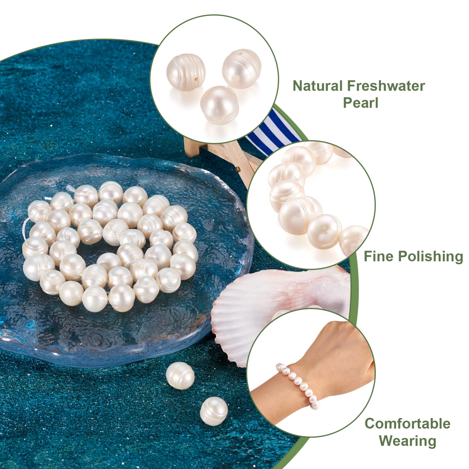 NBEADS Circa 48 Pz Perle Di Perle D'Acqua Dolce Naturale, Grado AA Riso Forma Perle Di Perle D'Acqua Dolce Cremoso Bianco Sciolto Gemma Per L'Artigianato Orecchino Bracciale Gioielli Facendo - Foto 11