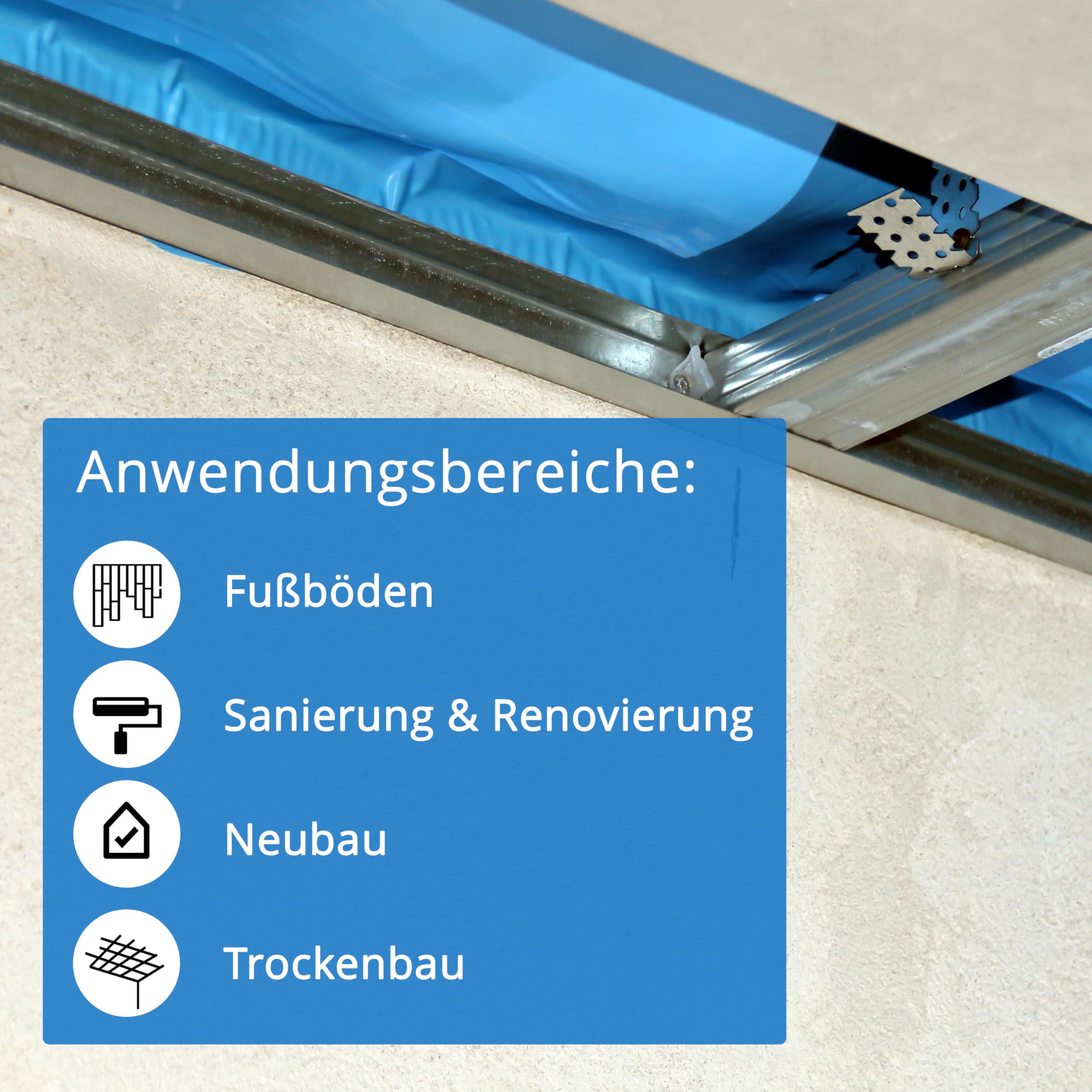 uficell Aqua-Stopp Dampfsperrfolie Blau 2 x 25 m = 50 qm Rolle Baufolie Estrichfolie PE-Folie Dampfsperre 0,13 mm Stark unter Laminat- und Parkettböden bei erhöhter Restfeuchte (50 m² - 25 x 2)