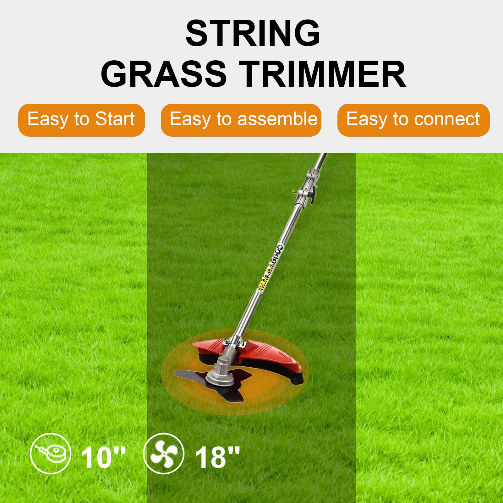 52CC 2-Stroke Gas Weed Eater/Weed Wacker, 2 in 1 Gas Powered Hedge
