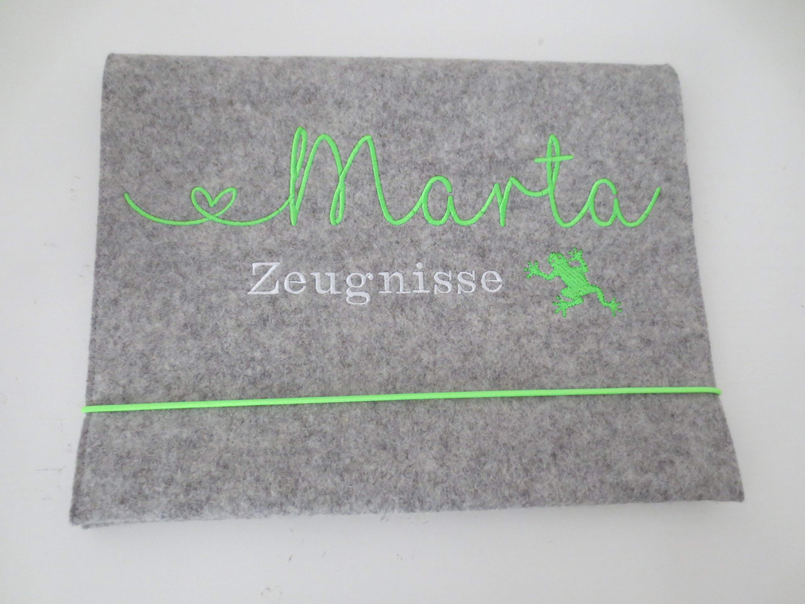 Zeugnismappe Wollfilz Mappe Zeugnisse DIN A4 Grundschule Schule "Eidechse"