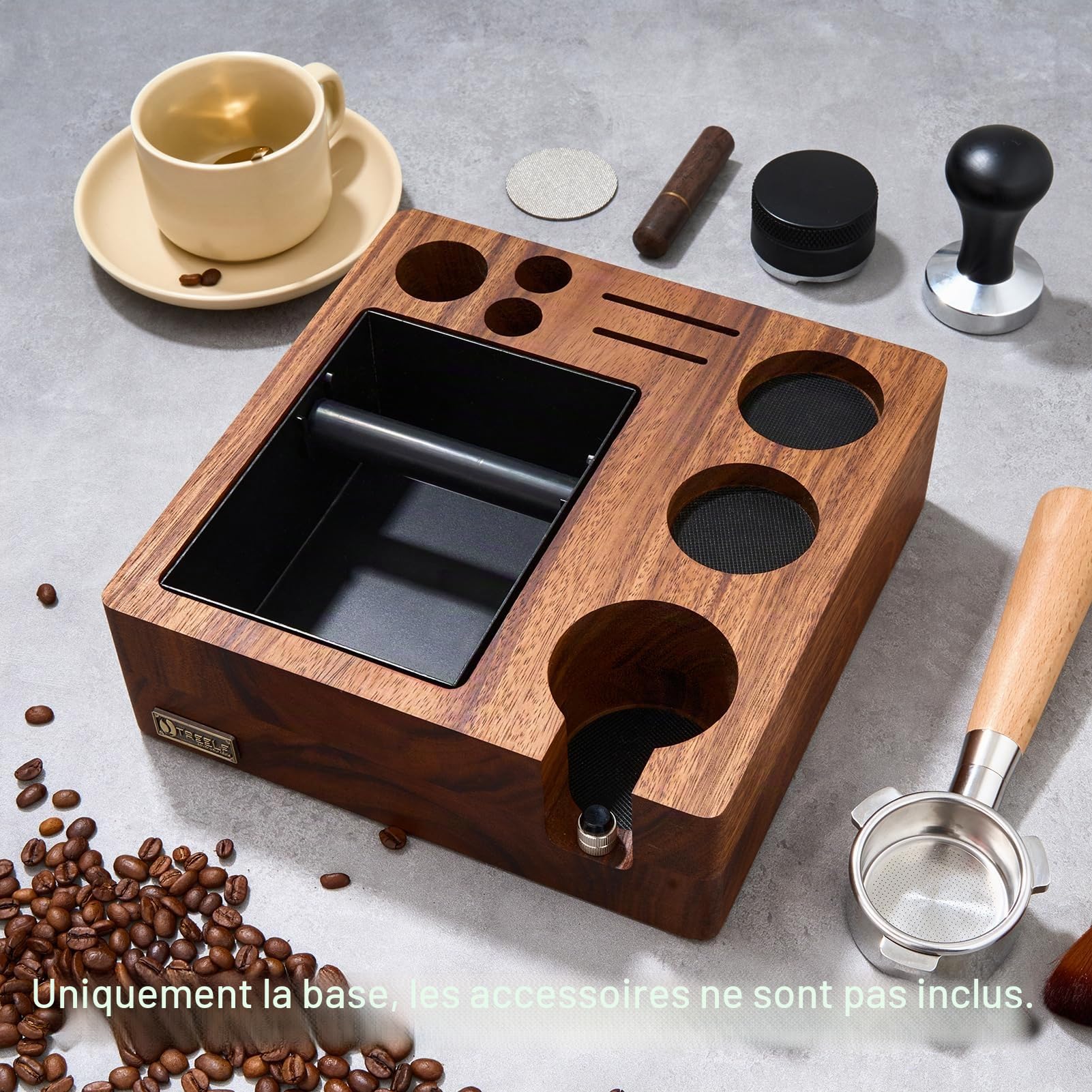 LingTing Station de Tassage Espresso 54 mm pour Machines Breville | Espace Barista avec Presse, Distributeur, Organisateur de Comptoir Normcore, Support de Porte-Filtre et Rangement Multi-Accessoires