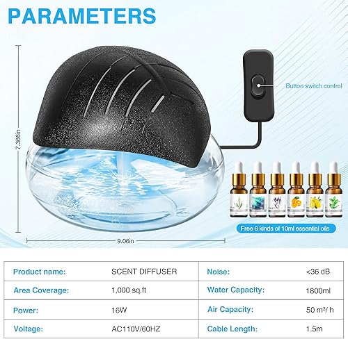 Miniatura 5 de Purificador de aire de agua para el hogar con difusor de aceite esencial y humidificador, lavadora de aire arcoíris con luz LED de estado de ánimo