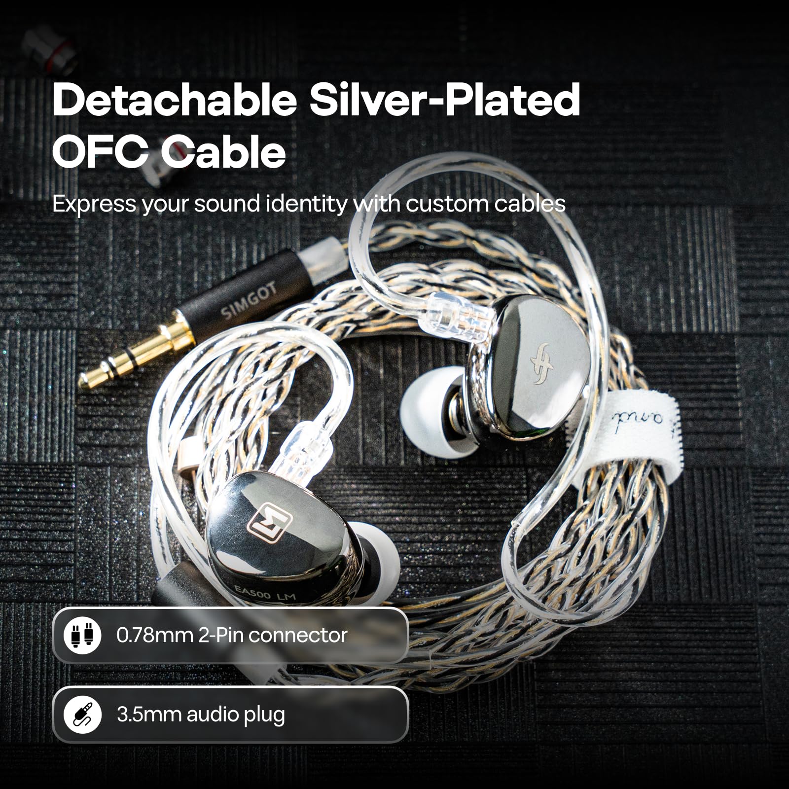 Simgot EA500LM słuchawki douszne z podwójnym magnesem i podwójną jamą, przewodowe słuchawki douszne HiFi z wymienną dyszą tuningową, odłączany kabel do audiofila/gier