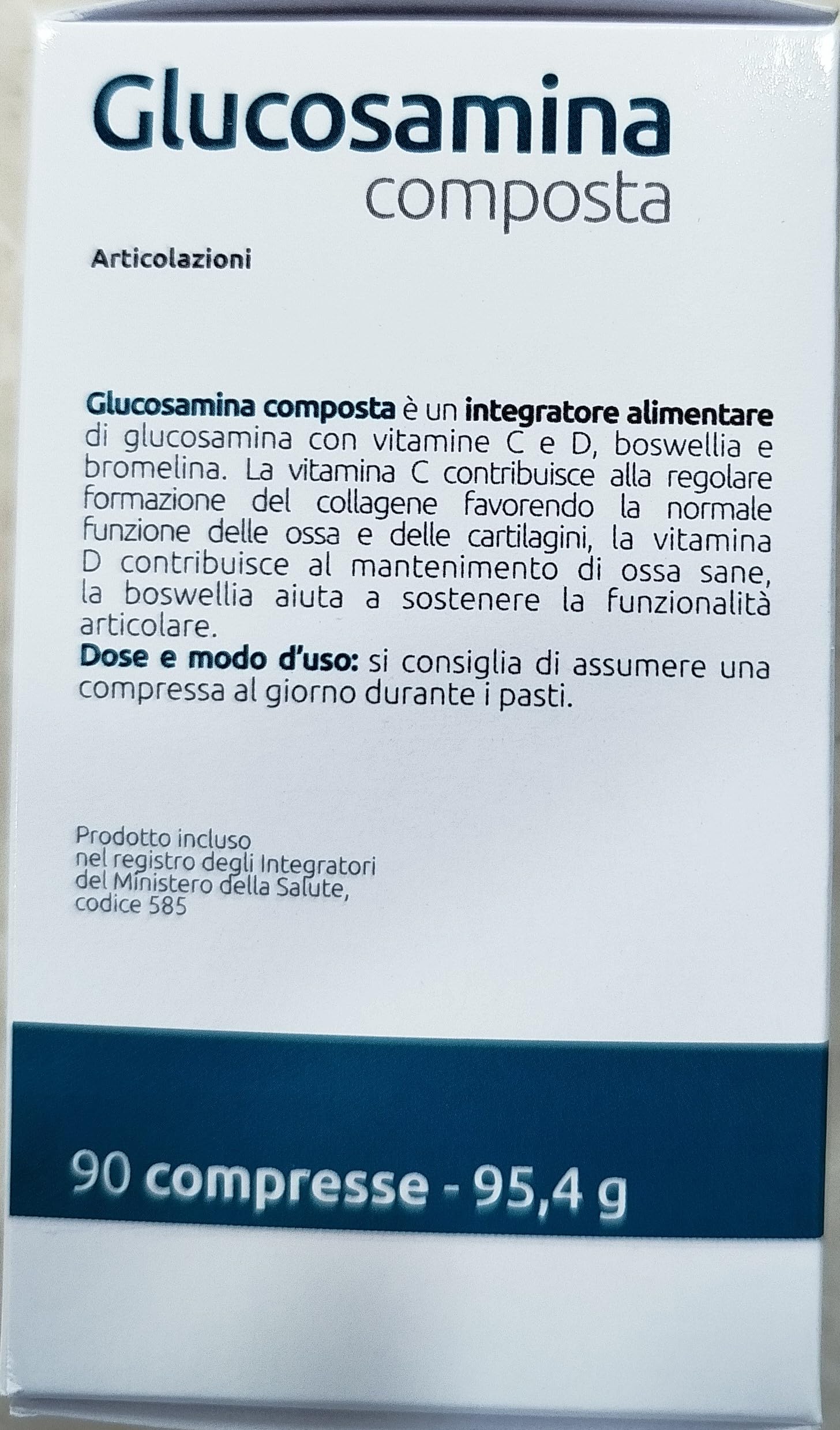 Glucosamina Composta 90 Capsule – Integratore per Articolazioni con Glucosamina Vegetale, Boswellia, Bromelina, Vitamina C e D – Supporto Cartilagine e Ossa – Senza Glutine e Lattosio