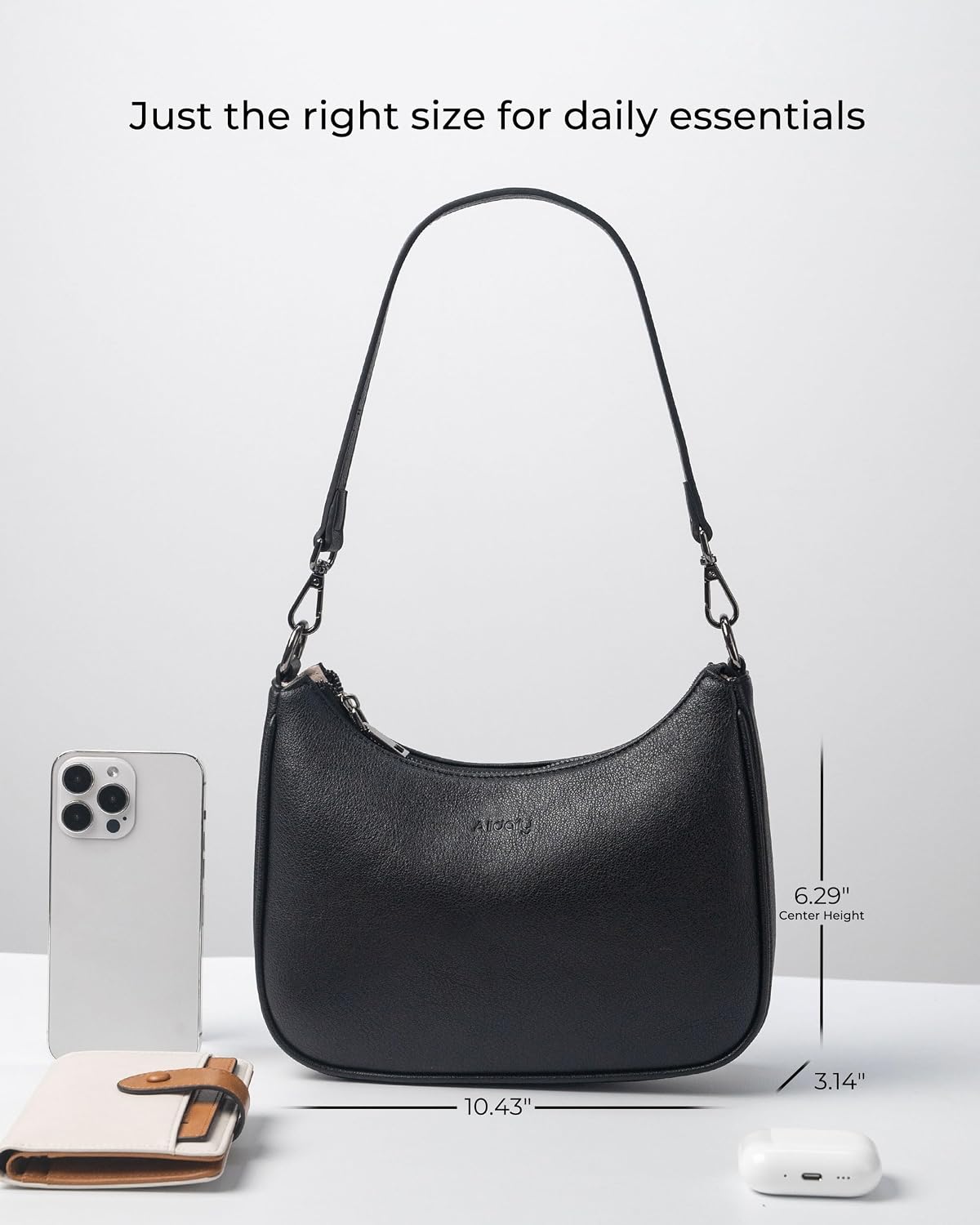 Alldaily Shoulder Bag for Women Hobo Purse Textured Vegan Leather Crossbody Handbag with Removable Adjustable Strap