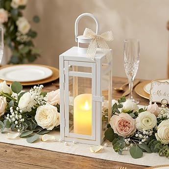 TRIROCKS Decorative Lantern 30 cm High Metal Candle Holder with Clear Glass Panels Candle Lantern for Home Decor Living Room 
