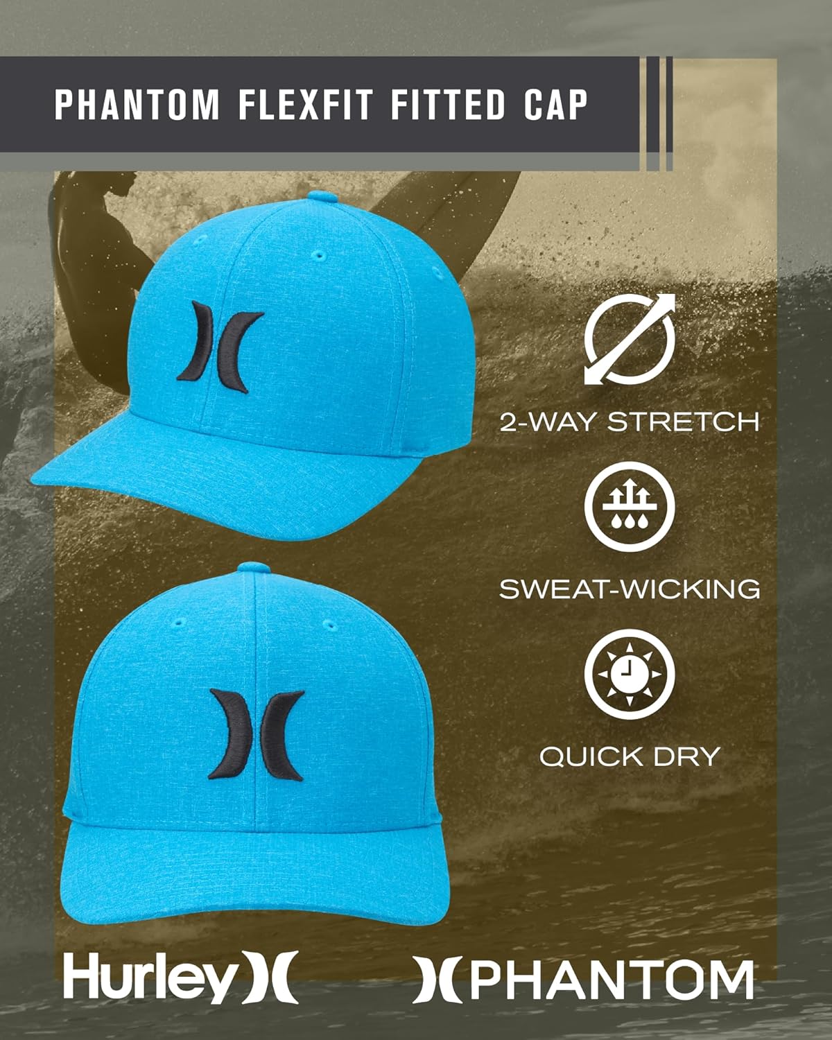 Hurley Men's Caps - Phantom Flexfit Baseball Cap - Fitted Hats for Men (S-XL) - Image 2