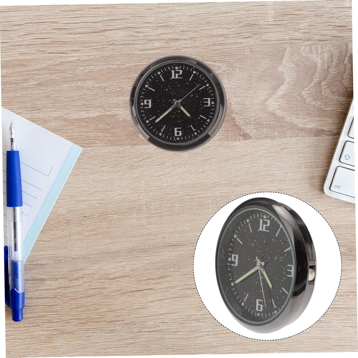 VALICLUD Clock Stick Dashboard Analog Auto Clock for Vehicle Decoration Easy Paste Lightweight Compact Design for Cars Trucks SUV Home Office Use