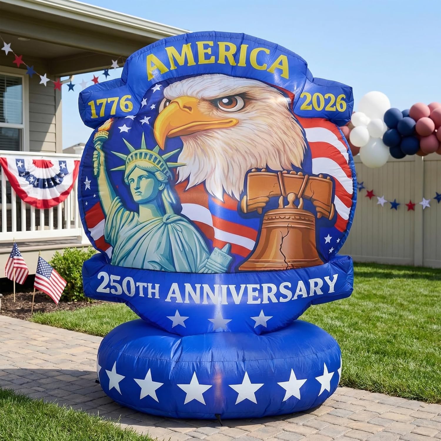 5FT Patriotic America 250th Anniversary Inflatable, 1776–2026 Bald Eagle Blow Up Outdoor Yard Decoration for Independence Day Celebrations 4th of July