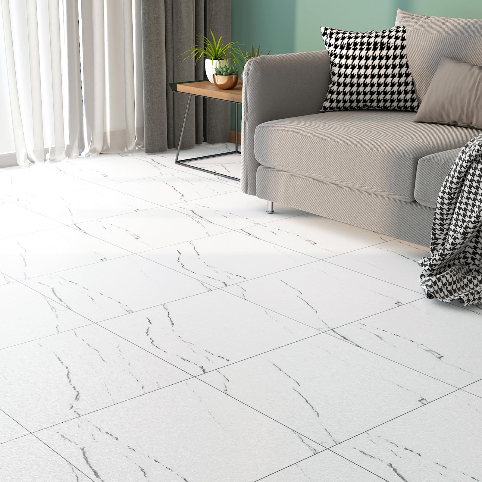 FunStick 30x30CM 30 Losetas Vinilicas Adhesivas Suelo Vinilo Autoadhesivo Marmol Blanco Baldosas Autoadhesivas de PVC Cocina Comedor Impermeable Suelo Vinilico Blanco Azulejos Suelo Adhesivos Baño