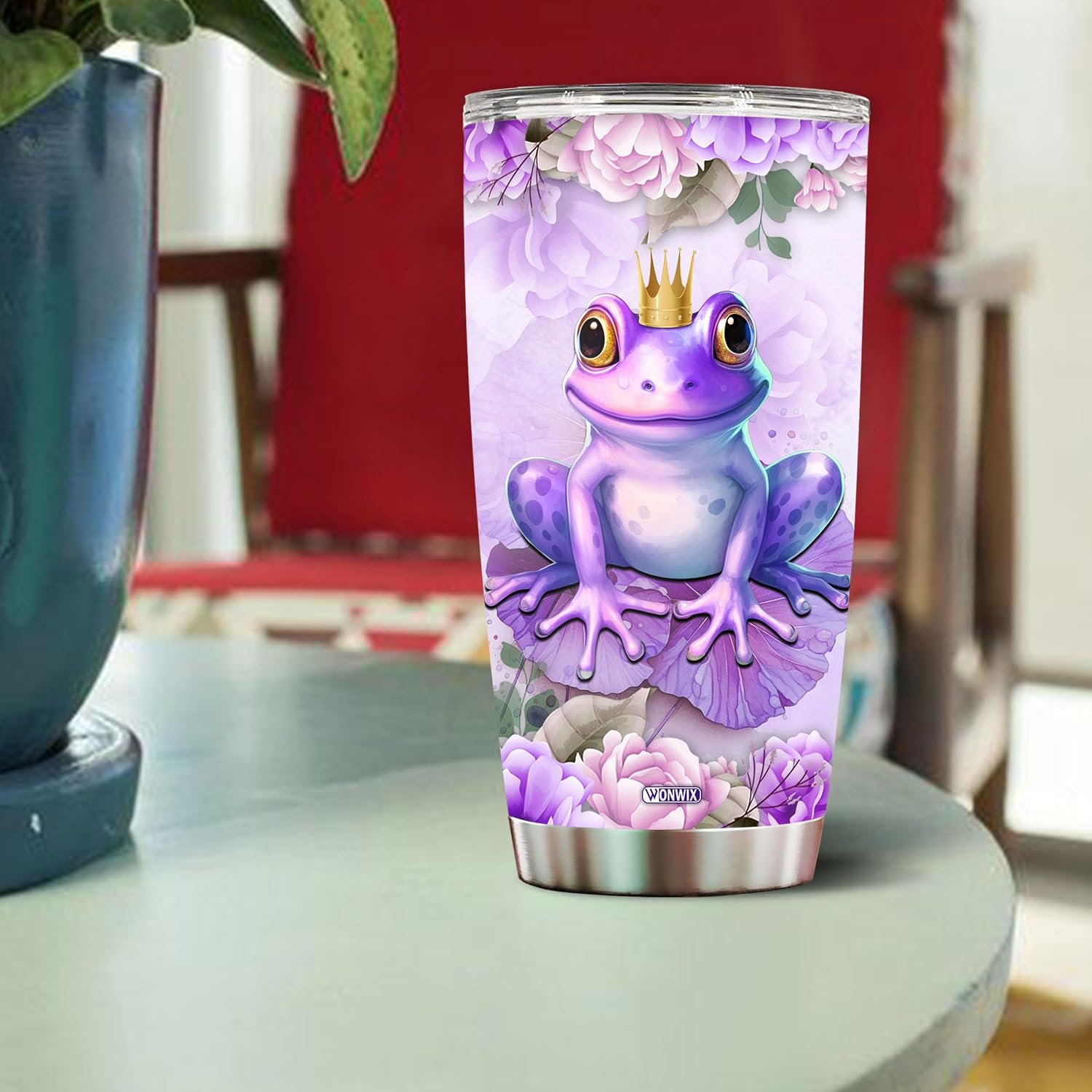 Personalized Frog Tumbler Frogs Gifts Customized Name Mug Water Bottle Cute Kawaii Purple Birthday Christmas Valentine Gift For Women Ideas 20oz Insulated Stainless Steel Coffee Cup With Lid