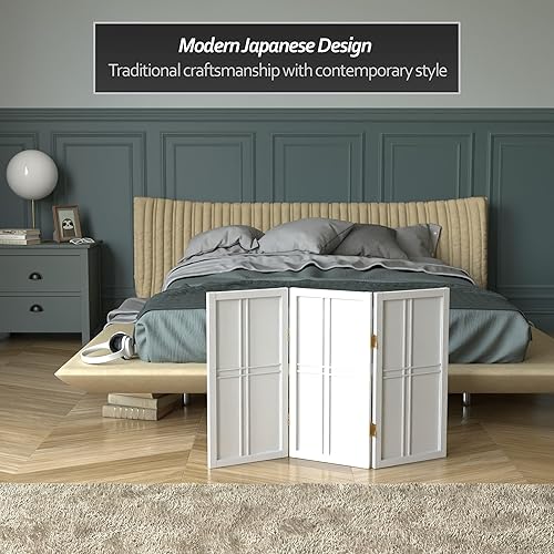 Miniatura 3 de Pantalla Shoji de doble cruz corta para escritorio de 2 pies - Blanco - 3 paneles