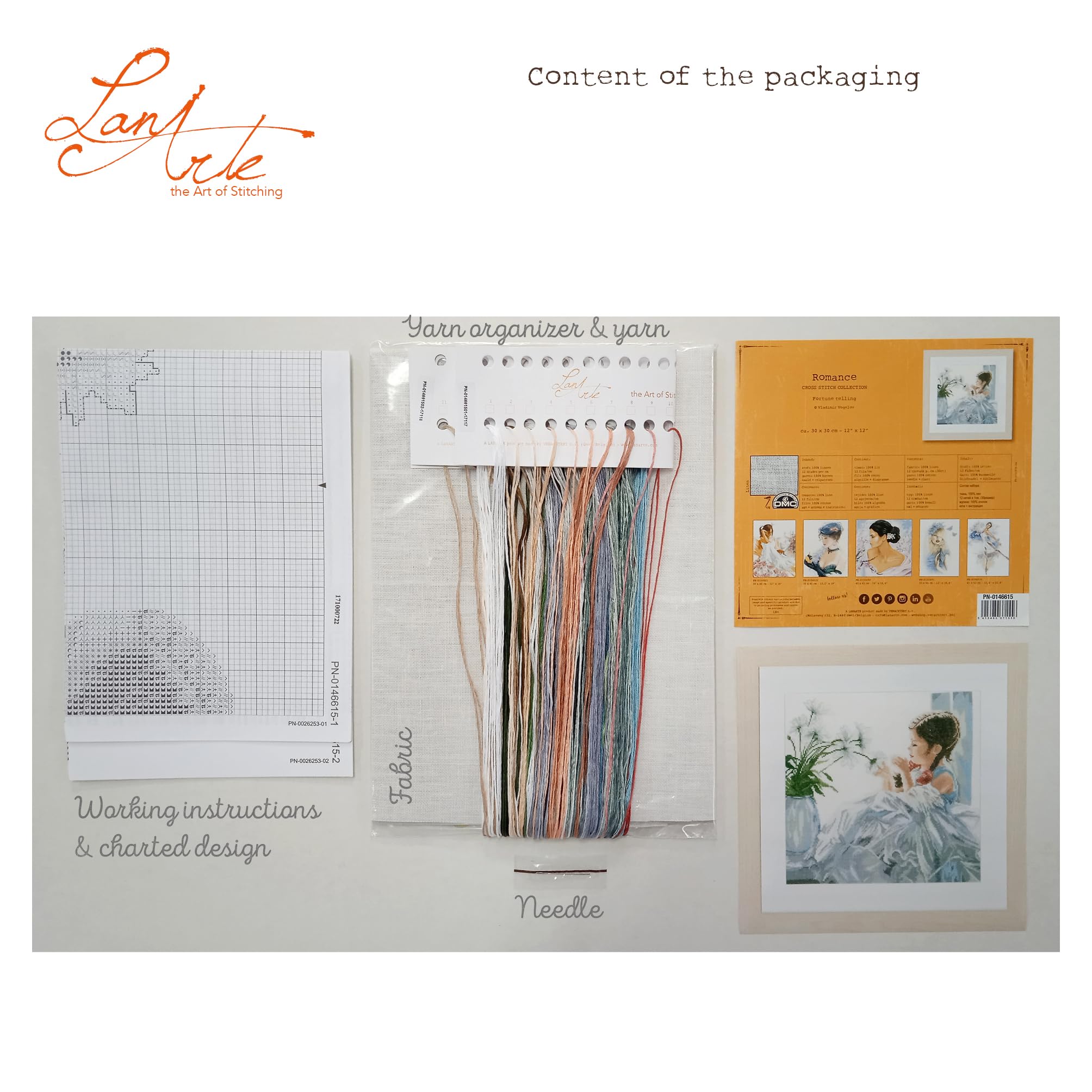 Lanarte Kit Punto Croce Contato CONTARE I PEDALI Decorativi Per Pareti ca. 30 x 30 cm Set Fai Da Te Creativo Adulti Ricamo Casa Decor Arte Da Parete Kit Per Hobby Cross Stitch