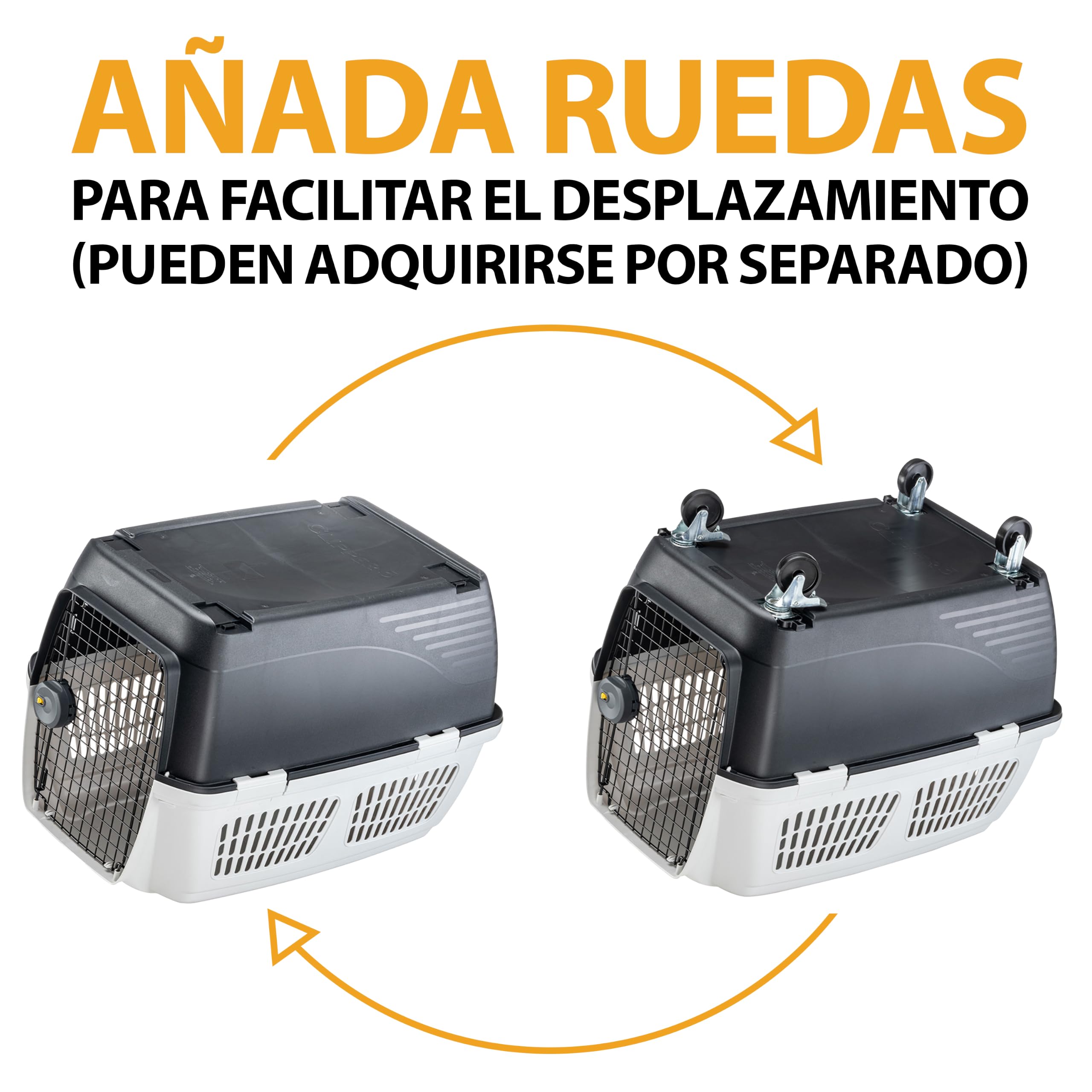 Ferplast Transportín Perro Clipper Plus, IATA, Transportín para Perros Grandes MAX 60 Kg, BleuCierre Seguro, Doble Compartimento para Accesorios, Asa extraíble, 105 x 75 x h 79 cm