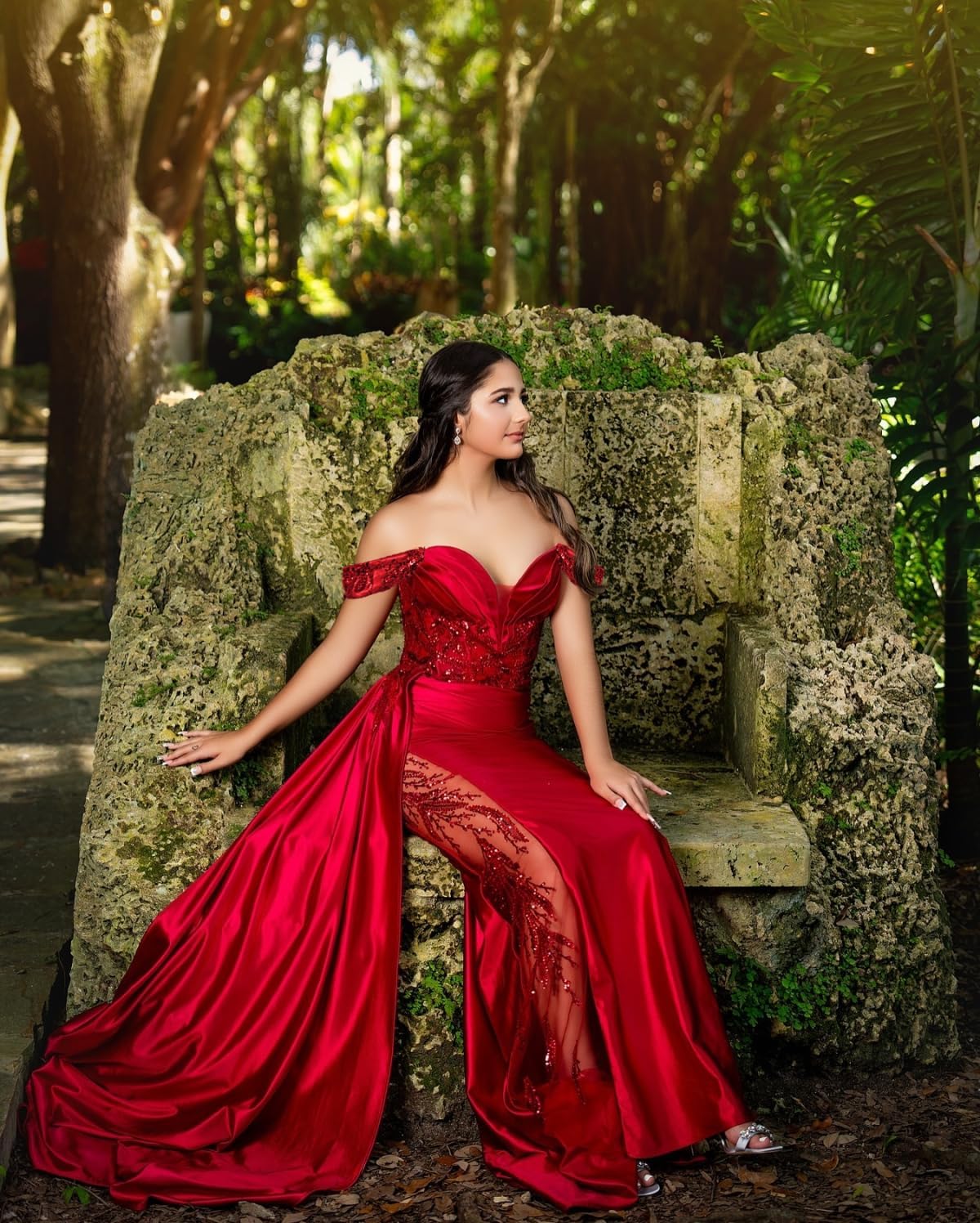 Off Shoulder Satin Prom Dresses Long 2025 Beaded Formal Dresses Pleated Evening Party Gown with Slit Tail