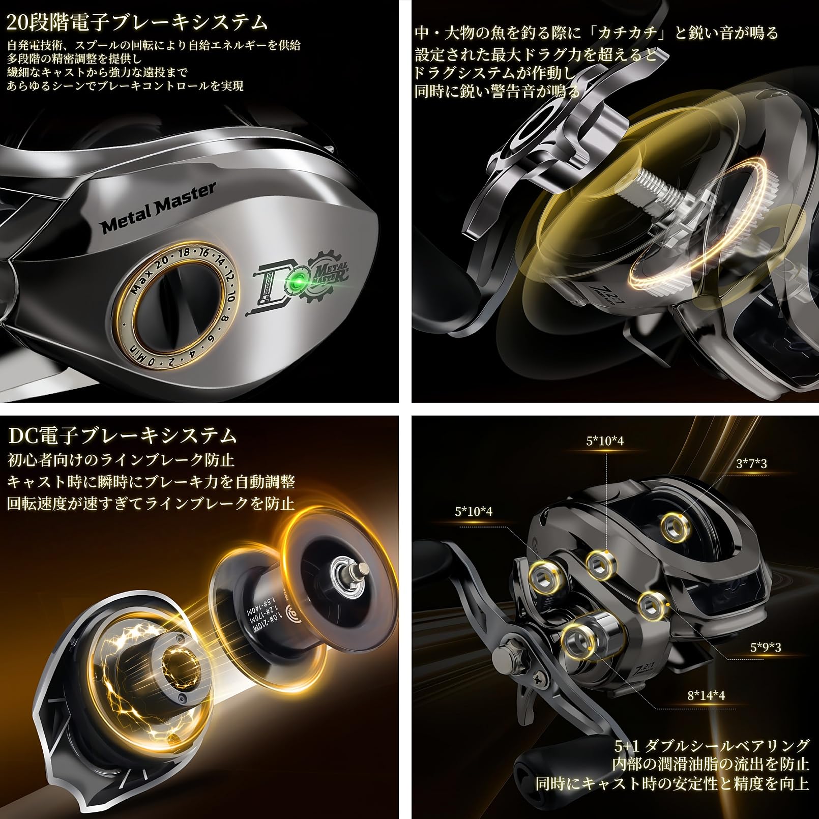 Amazon | BAVBAV ベイトリール 【充電不要のDC電子ブレーキ】電鋳外観