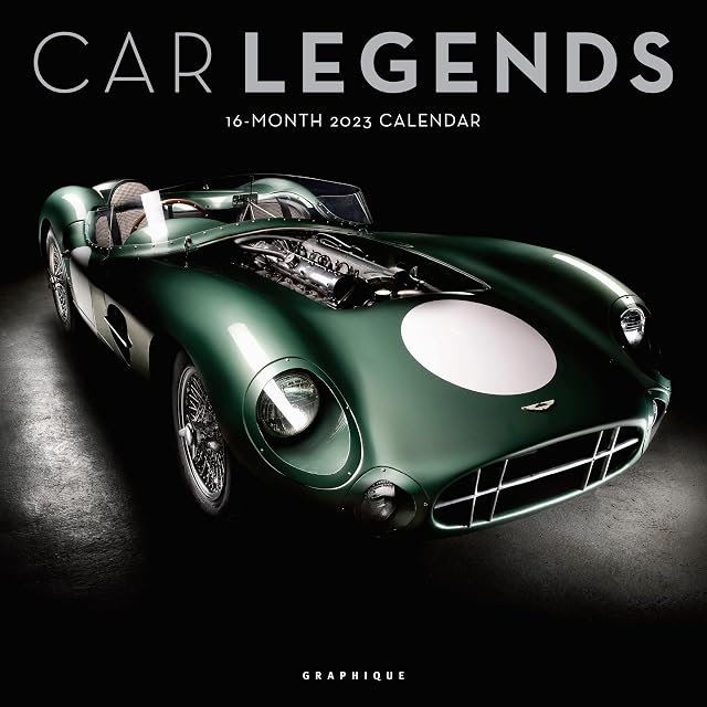 Graphique 2023 Car Legends Wall Calendar | 12 x 12 | Thick Paper | Home & Office Organizer | Large Monthly Grid | 3 Languages & Marked Holidays | 4 Month Preview Page for 2024