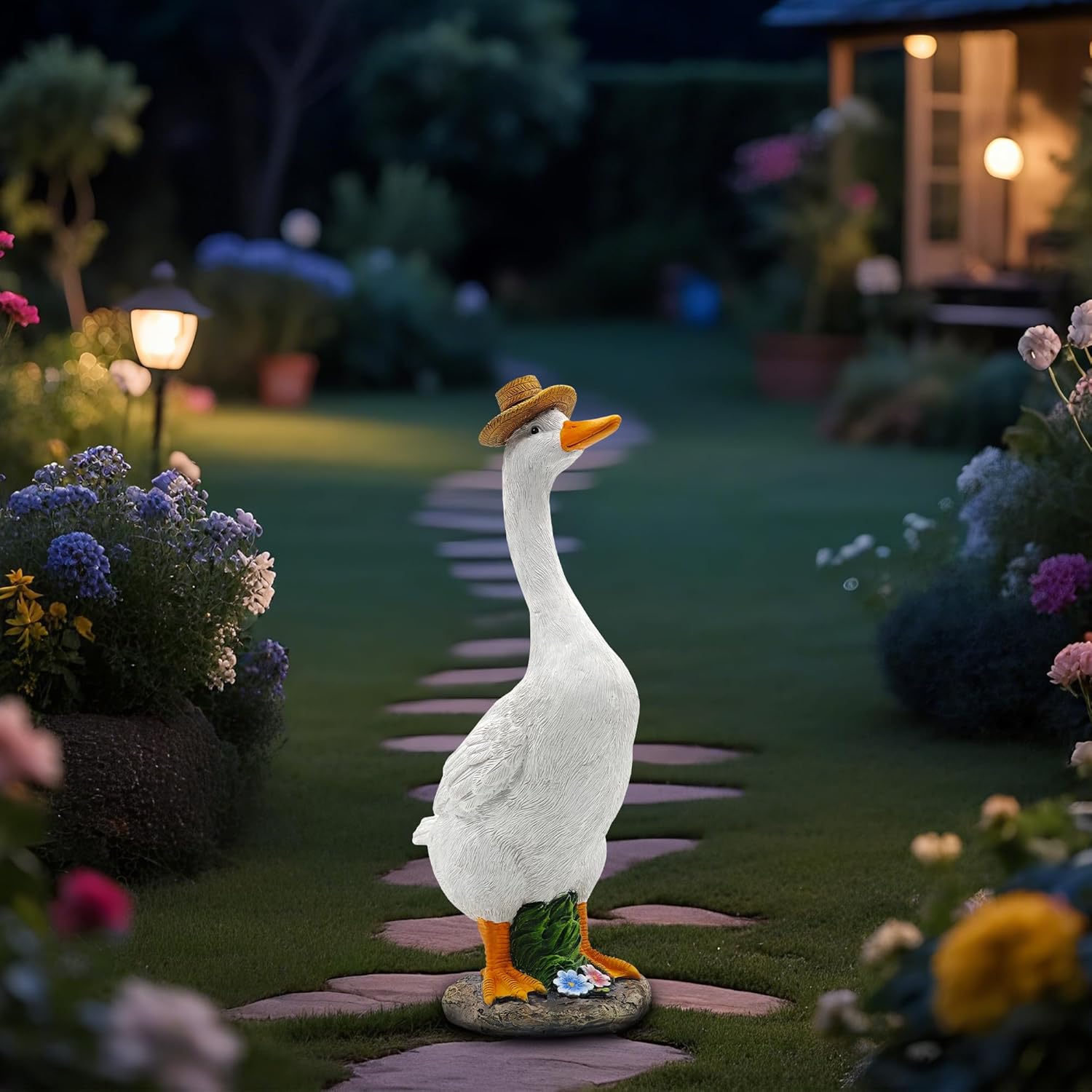 Goose Garden Statue for Outside: 12'' Funny Goose Yard Decorations for Outdoor Lawn Patio Porch Housewarming Birthday Gifts for Women (Gander)