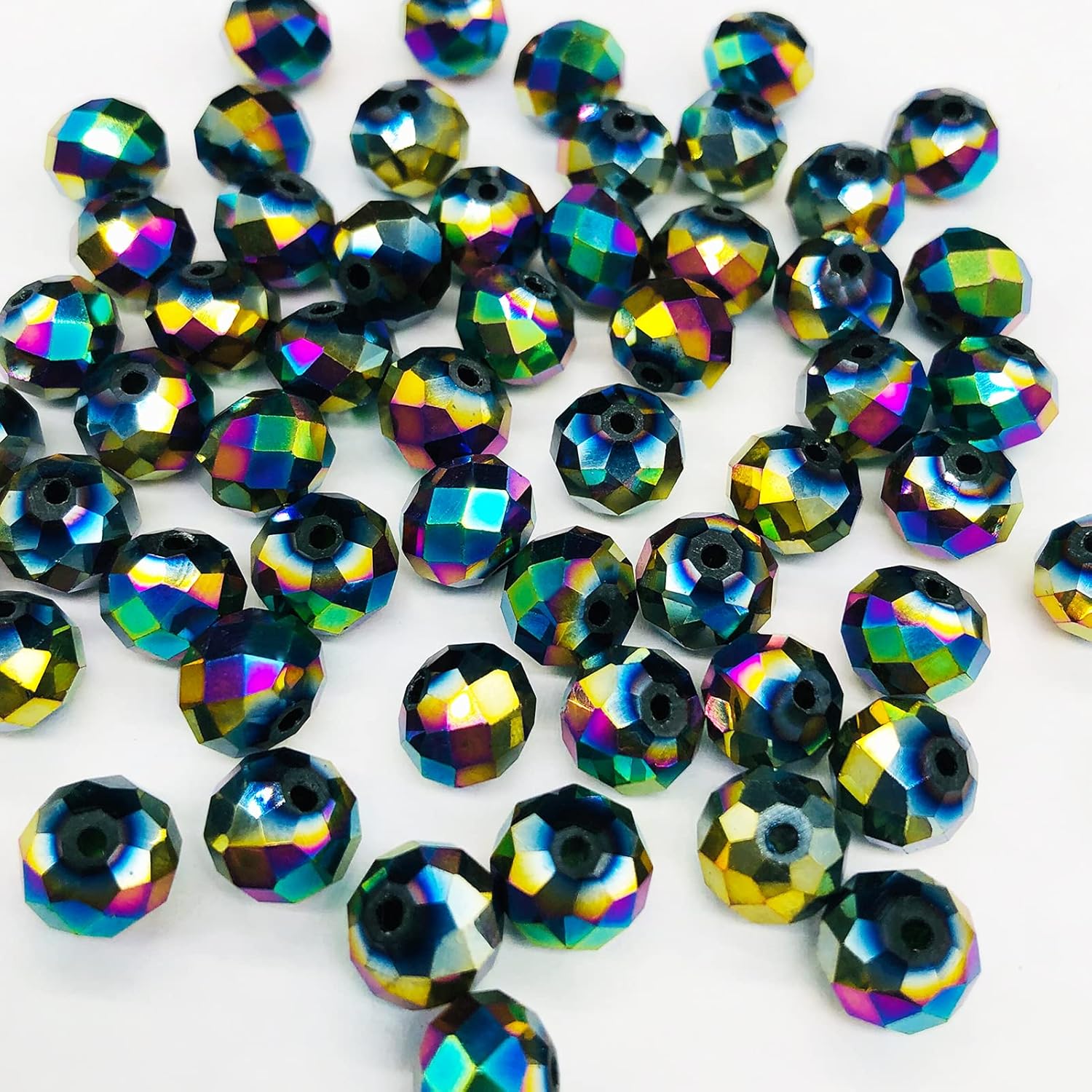 Dowarm 100 Pieces 10mm Crystal Glass Beads, Briolette Crystal Beads for Jewelry