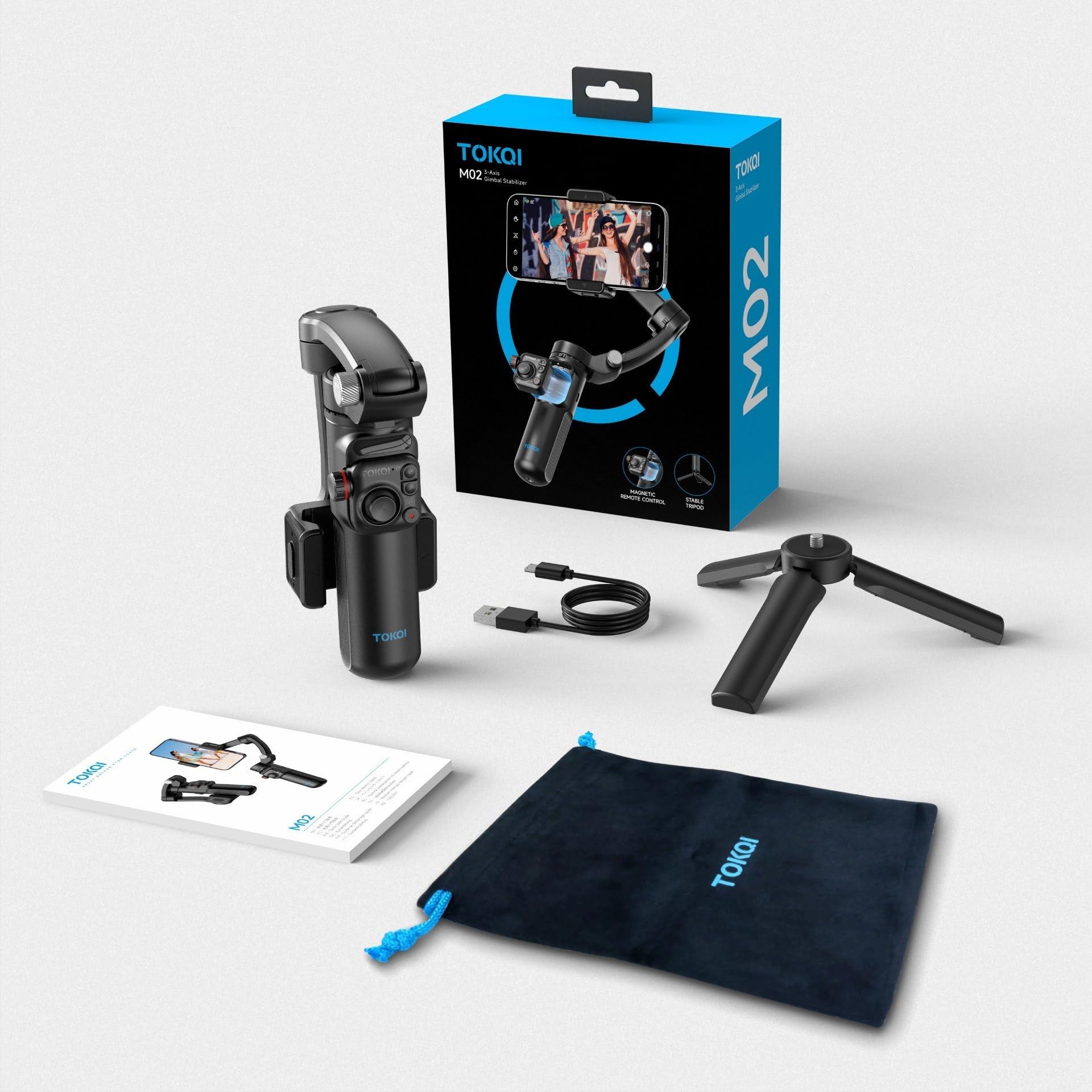 Avalonic TOKQI M02 3-Axis Handheld Gimbal Stabilizer Cell Phone Selfie Tripod with Detachable Remote for iPhone Android Smartphone, Black (M02)-image-38