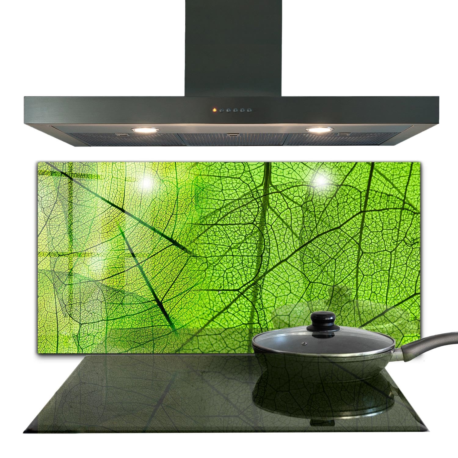 Wallfluent 100x50 cm Pannello Cucina Decorazione Murale - Texture di Foglie Verdi