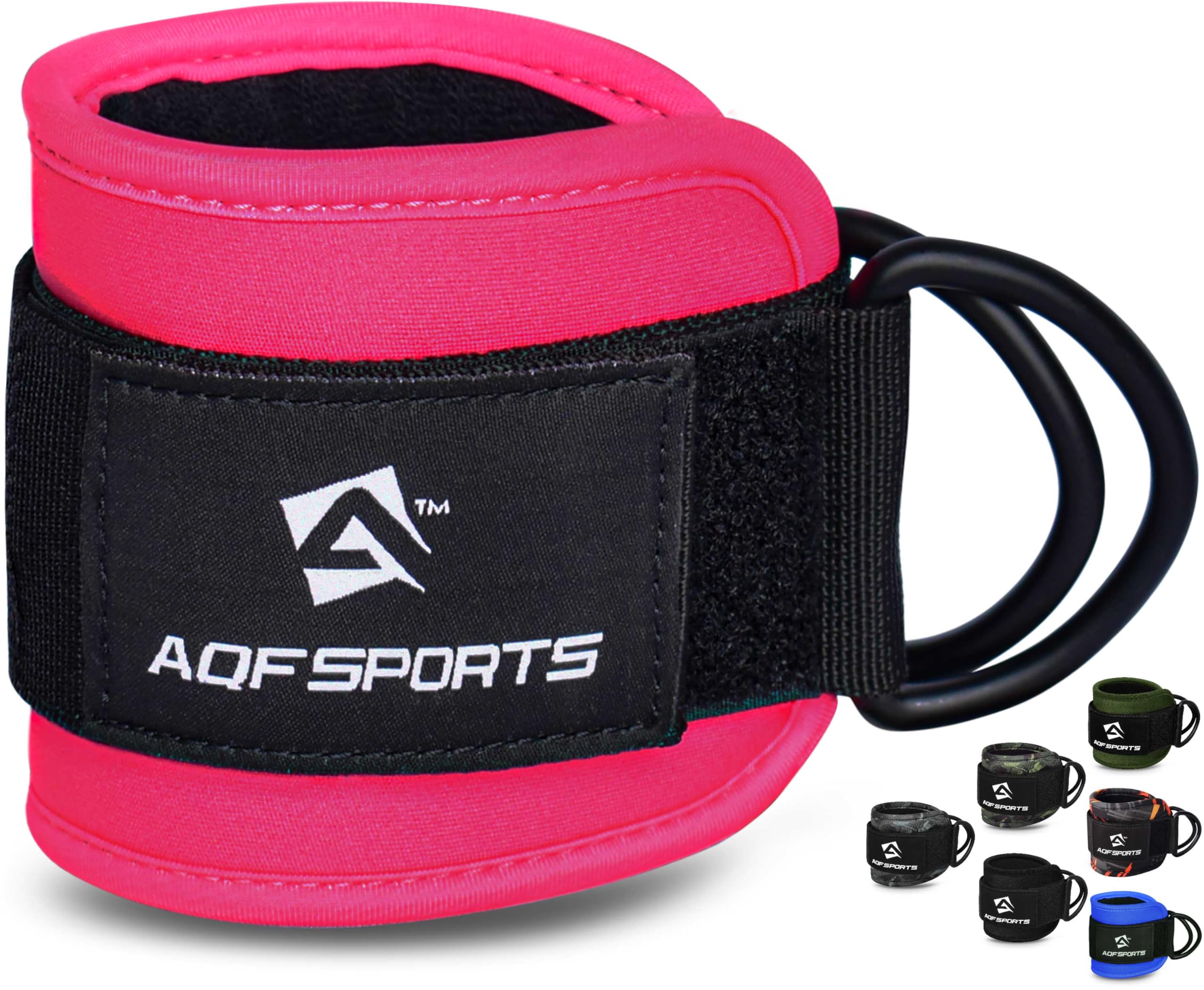 AQF Ankle Straps for Cable Machines Attachment - Neoprene Padded Gym Wrist Cuff Legs Extensions Curls, Kickbacks, Weightlifting Hip Abductor, Abs, Glute Workout (Pink, Single)